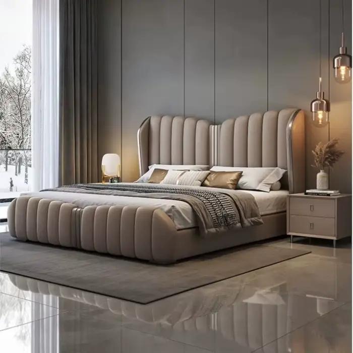 Lit en cuir moderne et simple haut de gamme