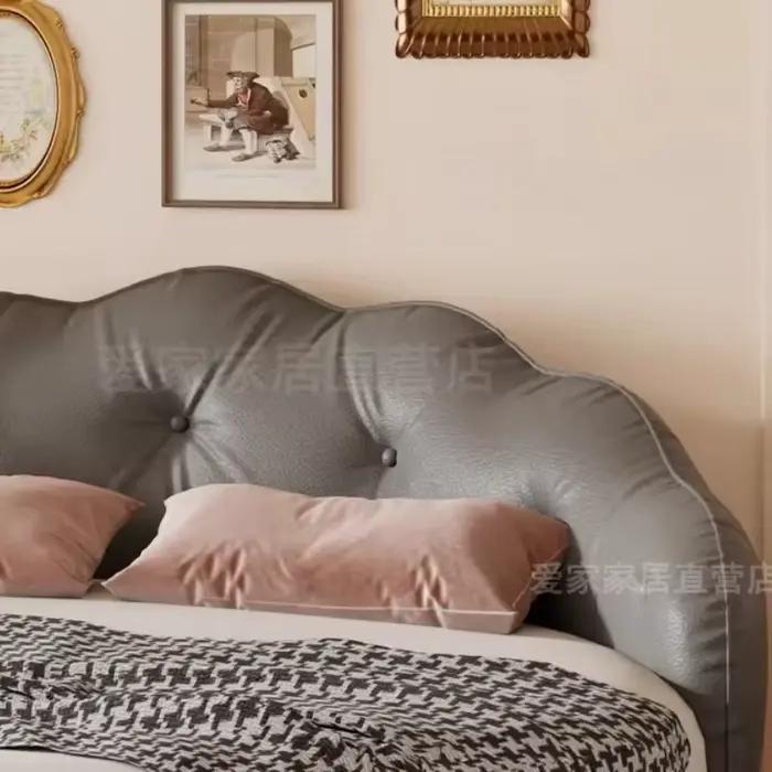 Lit rond de luxe crème avec dossier souple blanc pour 2 personnes