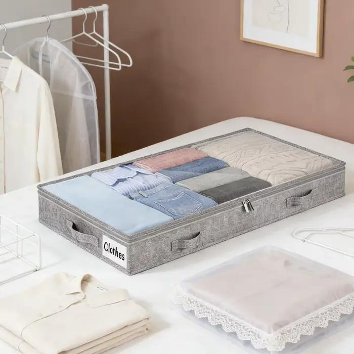 Bacs de rangement roulants sous le lit avec couvercle transparent