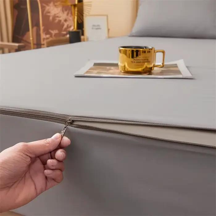 Protège-matelas imperméable à fermeture éclair 6 faces anti-punaises de lit