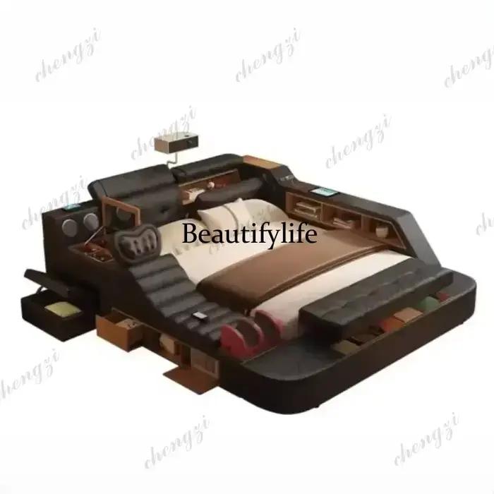Lit double king size A182 noir avec tiroirs de rangement