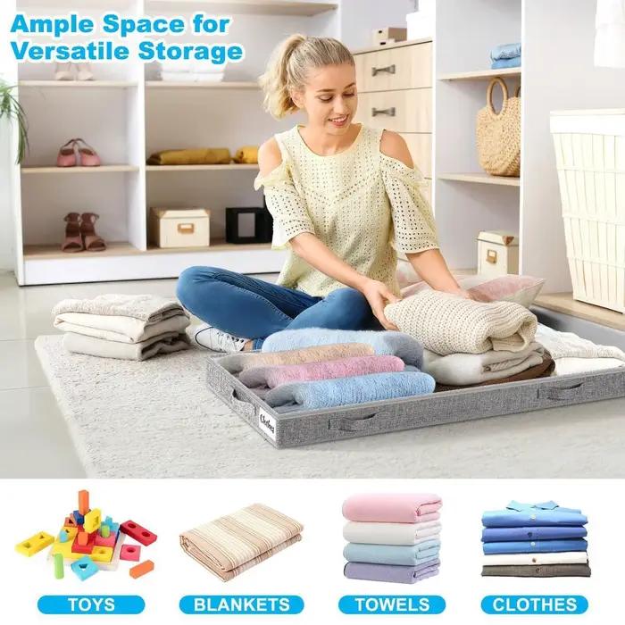 Bacs de rangement roulants sous le lit avec couvercle transparent