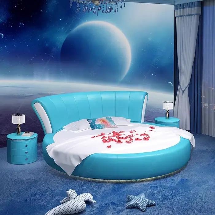 Lit double Queen Size, tables De chevet japonaises