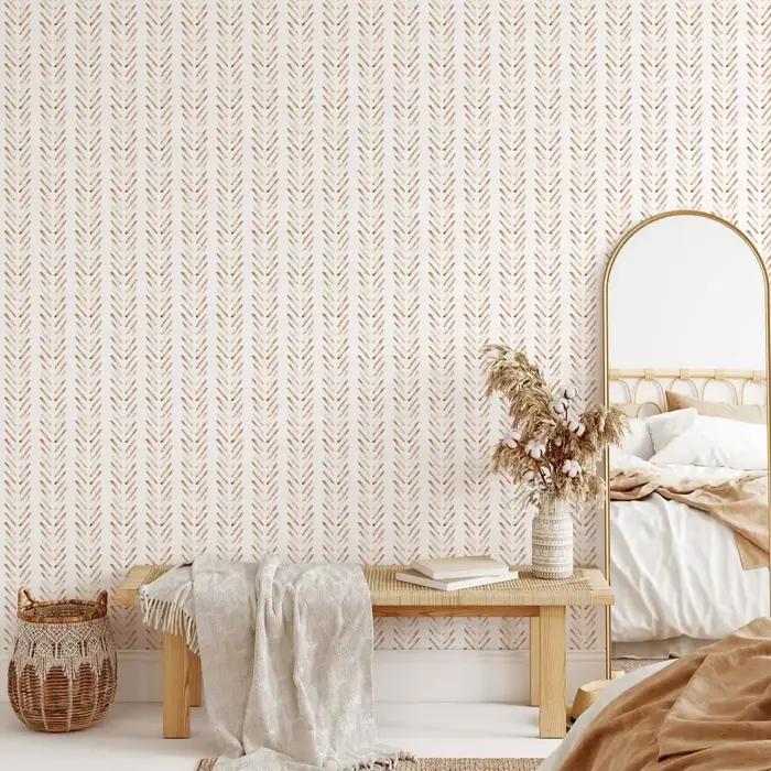 Papier peint Boho Terracotta à chevrons