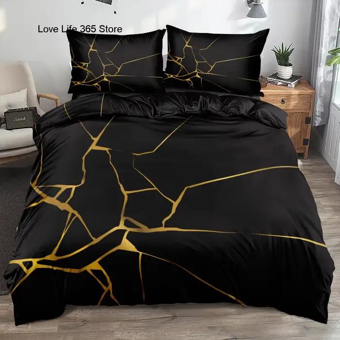 Ensemble de housse de couette classique en marbre 3D