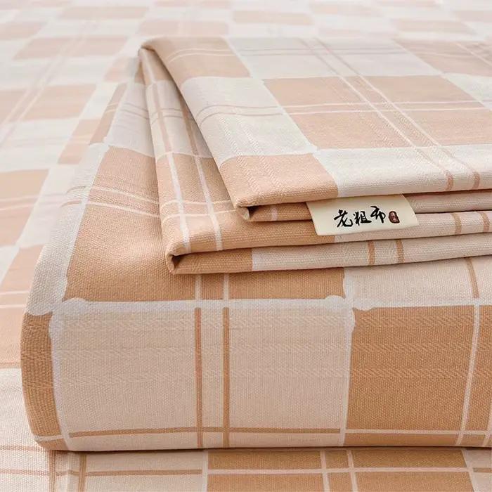 Drap plat 100 % coton à motif écossais pour lit double