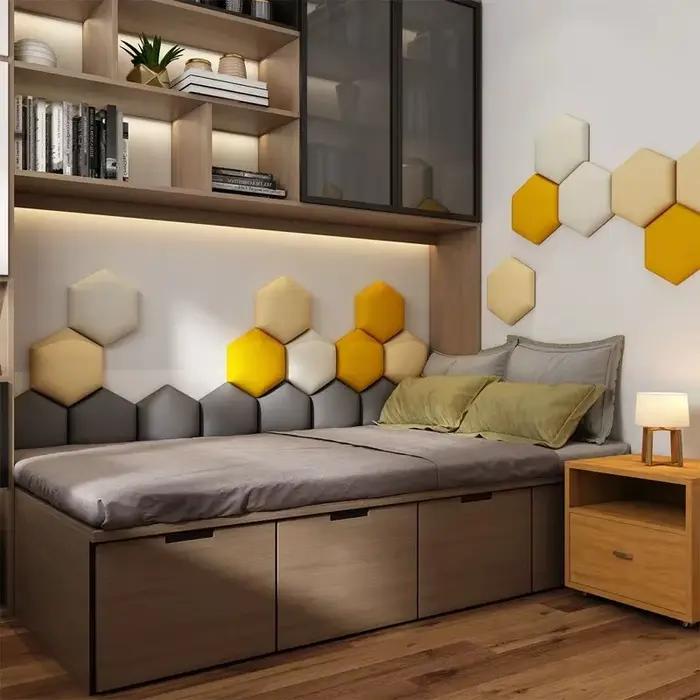 Tête de lit adhésive hexagonale