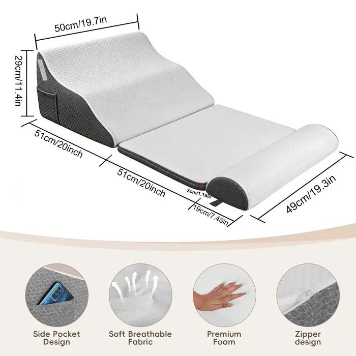 Ensemble de 2/3 oreillers ergonomiques en forme de cale avec poche latérale