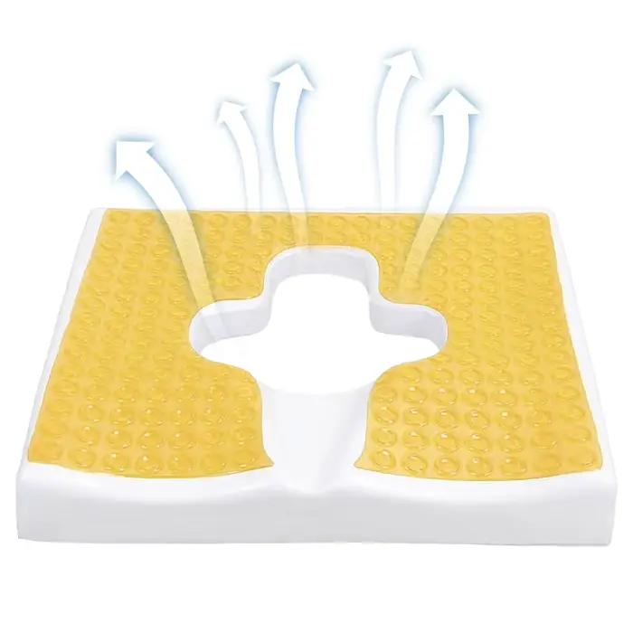 Coussin respirant anti-escarres à ouverture en T