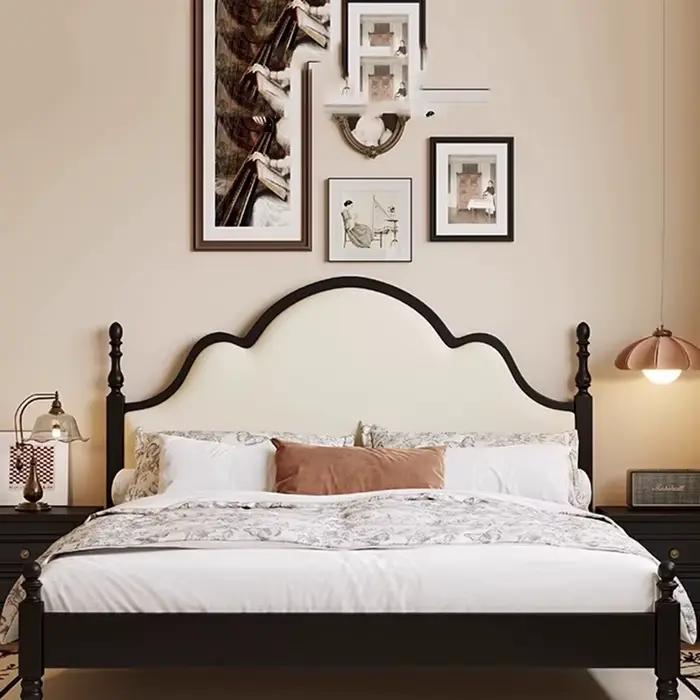 Lit Double de rangement noir haut de gamme chambre moderne Style français lit en bois famille Camarotes Para dortoir meubles de maison