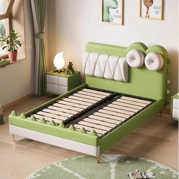 135x200cm cadres nouveau lit simple vert King Size Queen luxe complet enfants garde-corps lit pour garçons toboggan chambre meubles modernes