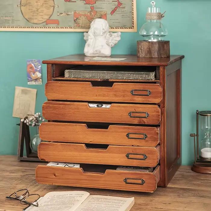 Boîte de rangement à tiroirs en bois