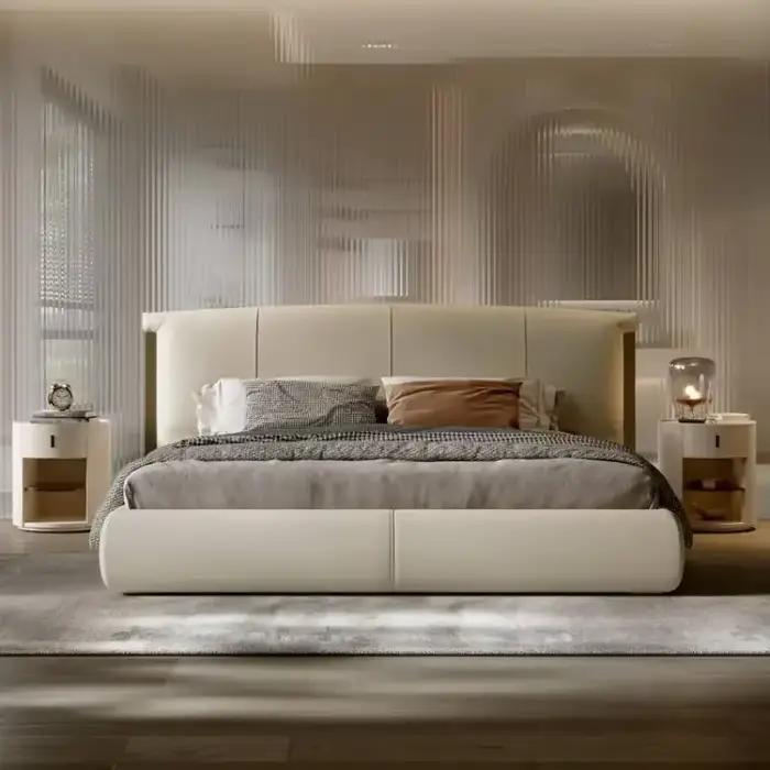 Esthétique élégant lit Double en bois chambre moderne luxe