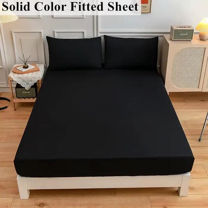 Drap-housse noir pour lit double 90x200 avec bande élastique (taie d'oreiller à commander séparément)
