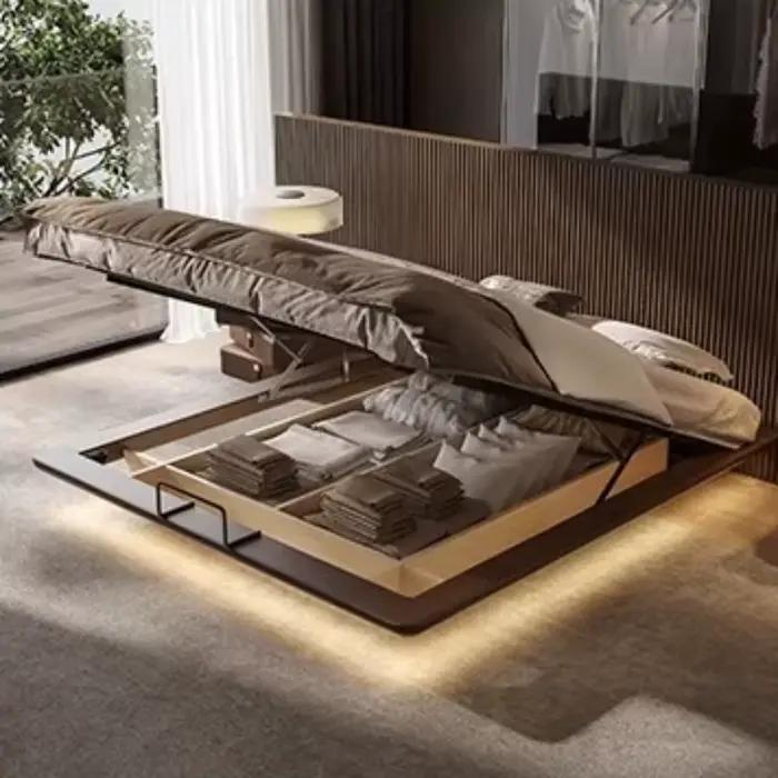 Lit double en cuir pleine fleur