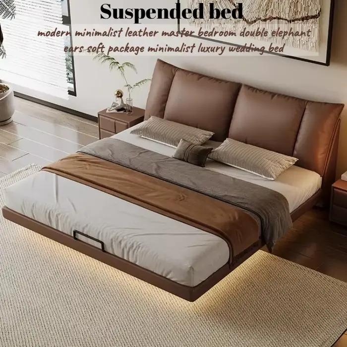Lit double de luxe en cuir 180x200 pour chambre d'enfant