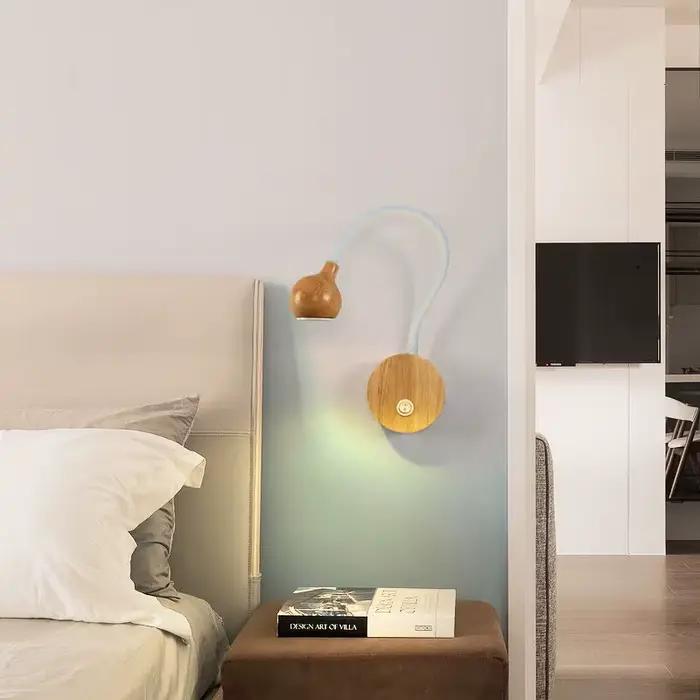 Applique murale nordique en bois avec interrupteur 5w