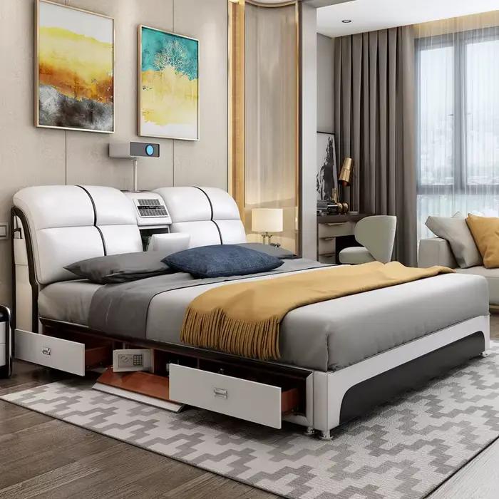 Lits de chambre à coucher de luxe 180x200 avec tiroirs de rangement