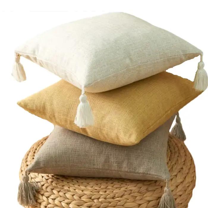 Housse de coussin en lin rustique
