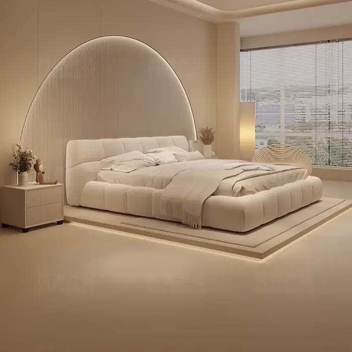 Cadres de lit fantaisie européens Queen White Lounge