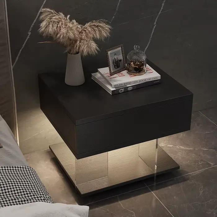 Table de chevet noire de rangement