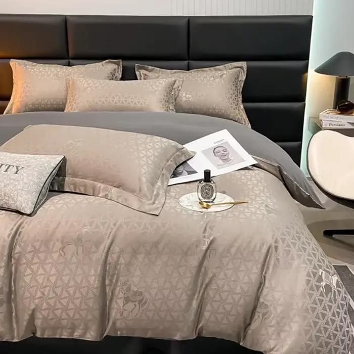 Housse de couette jacquard en satin tencel brodée de haute qualité