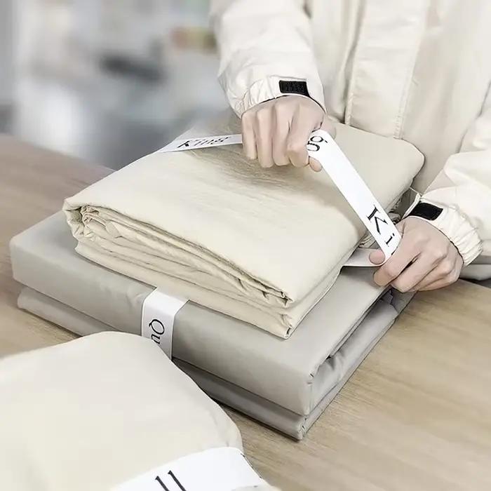 Organisateurs de bandes d'étiquettes élastiques pour placard en lin pour drap de lit pliable