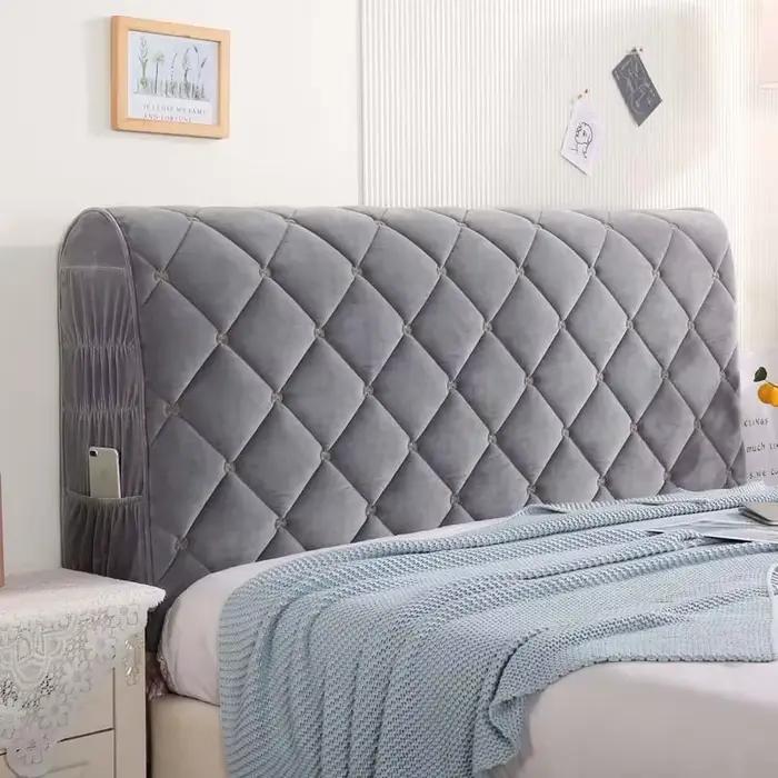 Couvre-tête de lit matelassé en velours brodé