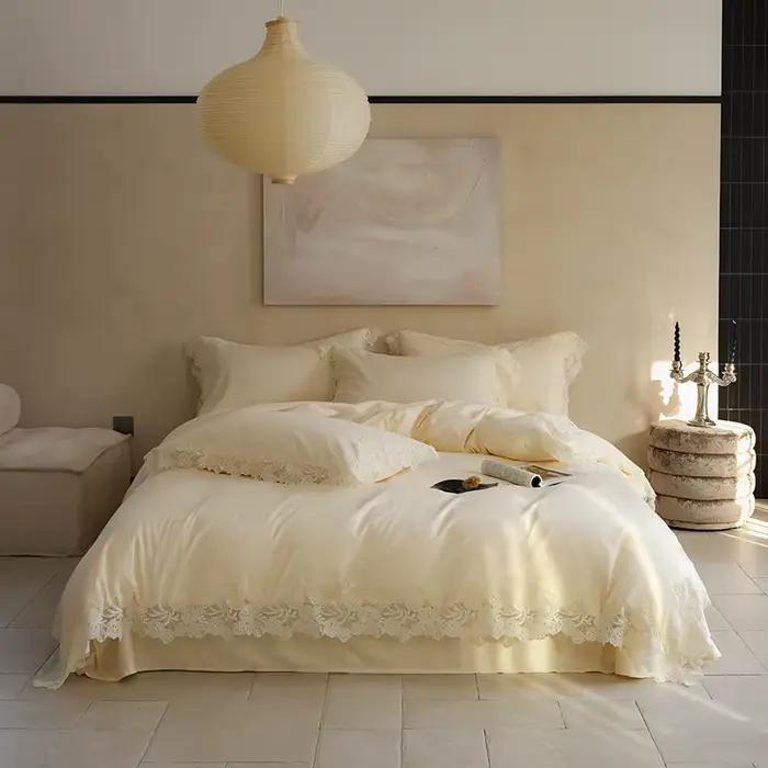 Parure de lit de luxe, couleur crème