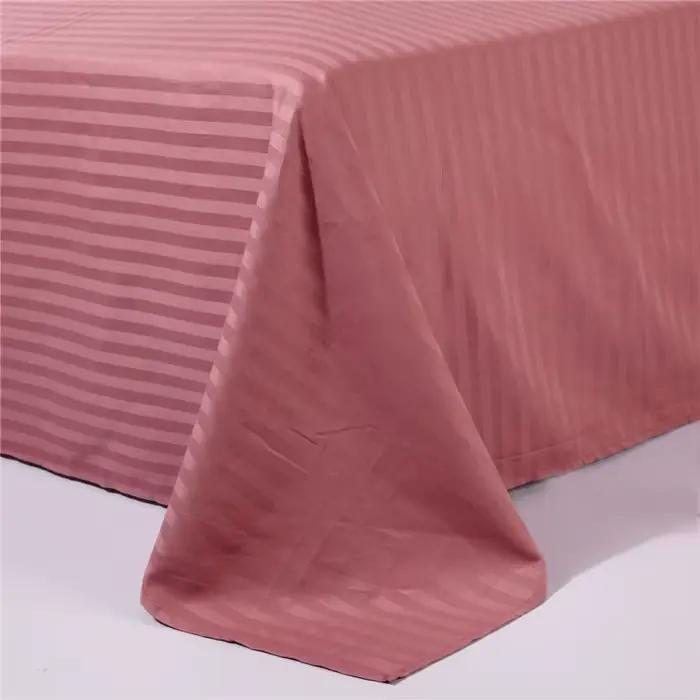 Drap de lit plat à rayures de couleur unie