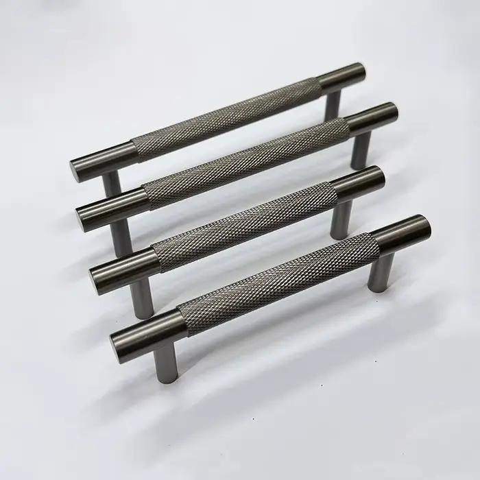 Poignée d'armoire en laiton gris pistolet