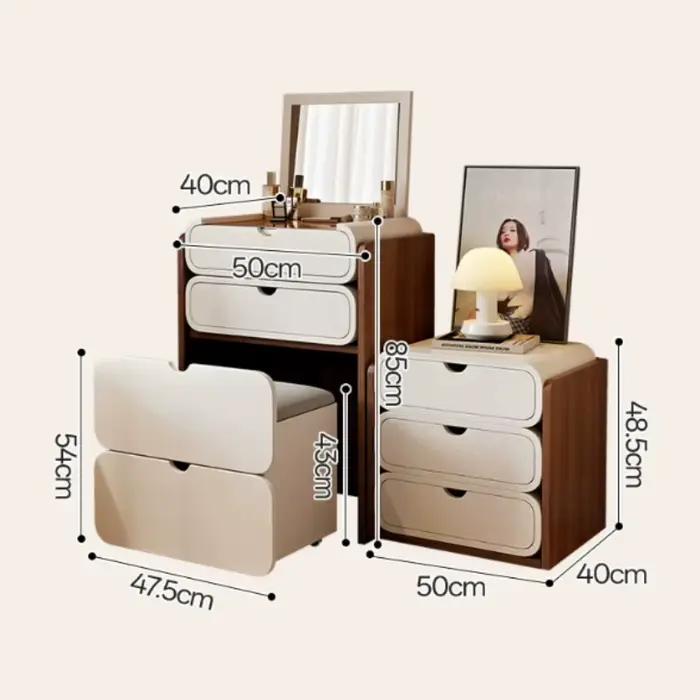 Coiffeuse de luxe avec miroir relevable 60 cm