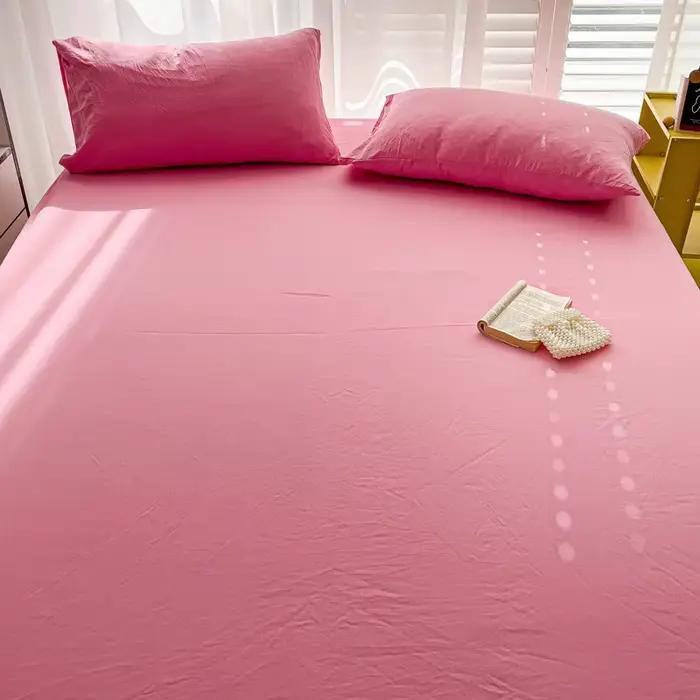 Drap plat en coton lavé pour lit Double