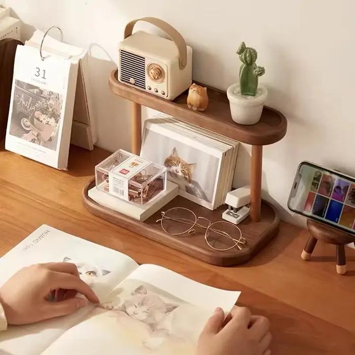 ﹝HOT﹞ Étagère de rangement en bois à 2 niveaux