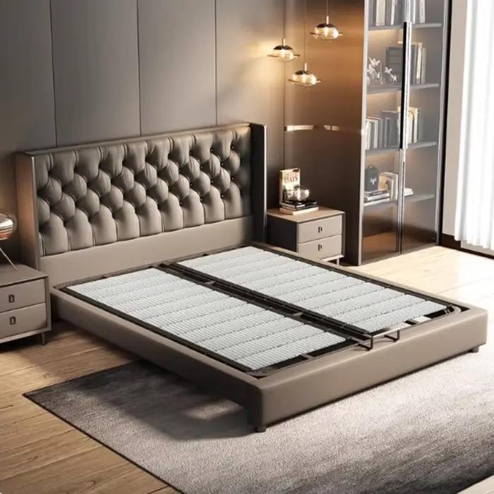 Tête de lit Double en cuir artificiel 180x200cm, cadre en bois, lit de chambre Queen pleine taille, meubles de luxe King Size