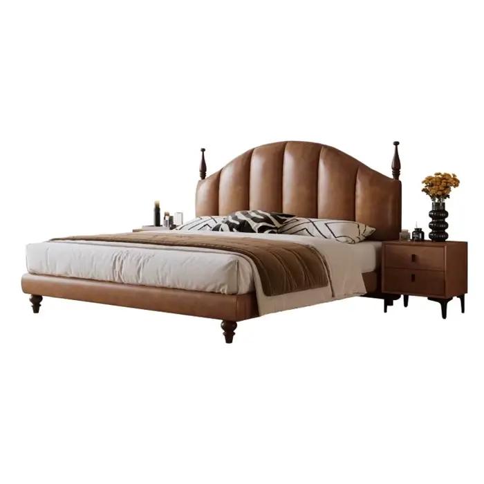 Lit Queen Size de style nordique avec tête de lit capitonnée et organisateur intégré – Idéal pour la décoration de chambre de fille – Accessoires Cama Casal