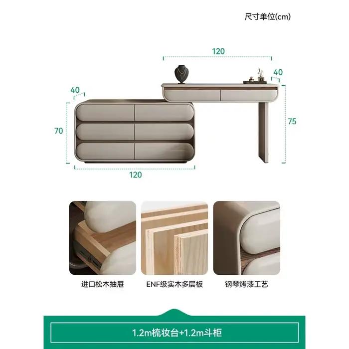 Commode minimaliste italienne poitrine intégrée chambre lumière luxe moderne 2025 nouvelle armoire de chevet peinte table de maquillage 1.2
