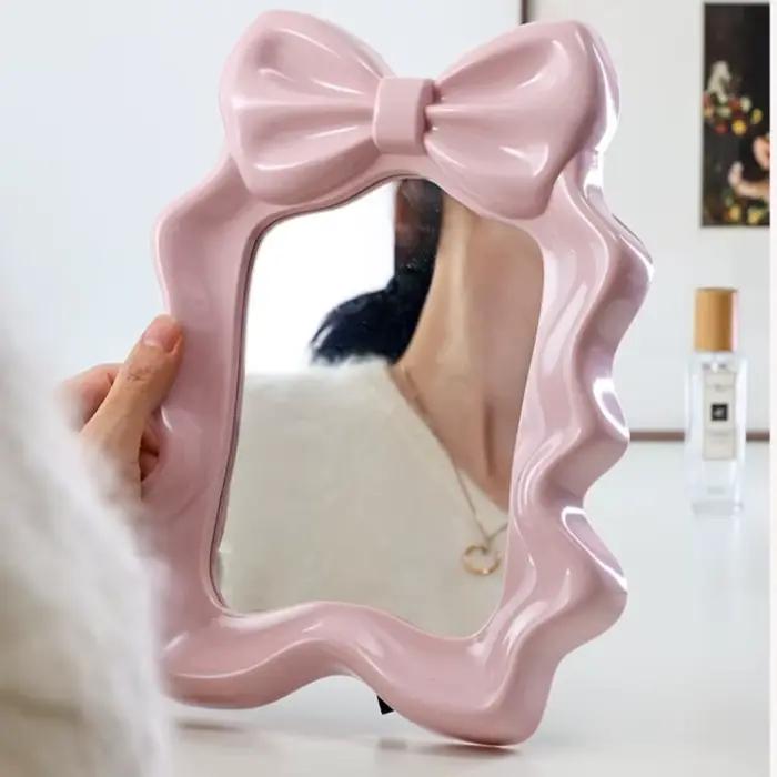 Miroir de maquillage de bureau à volants