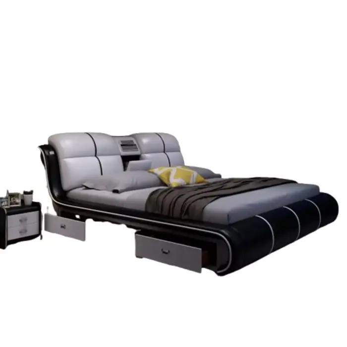 Design chambre principale lit moderne esthétique crème lit De luxe tables De nuit Queen Size salon Camas De dortoir accessoires pour la maison
