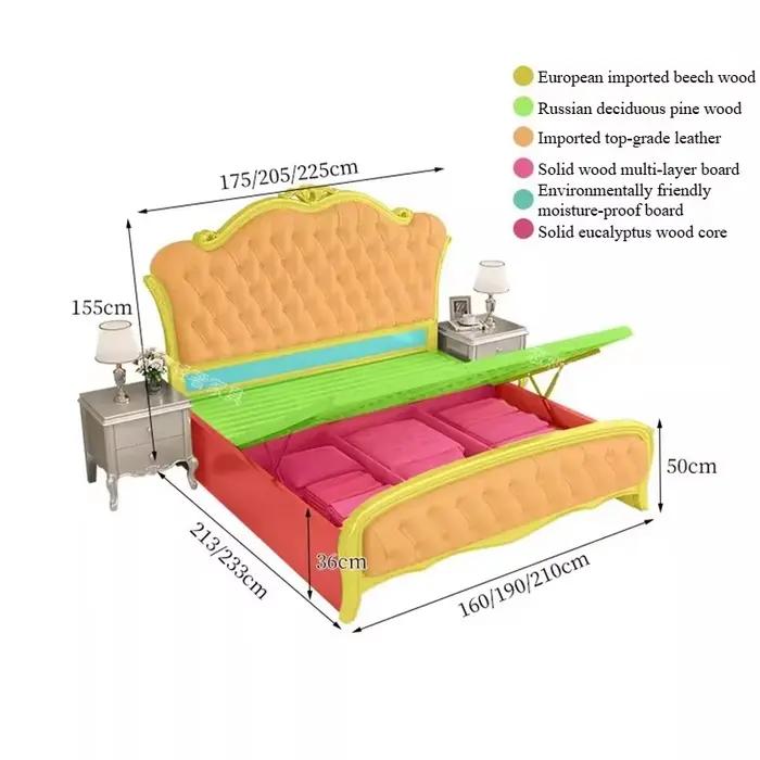 Lit de chambre pour filles avec support de pieds en bois