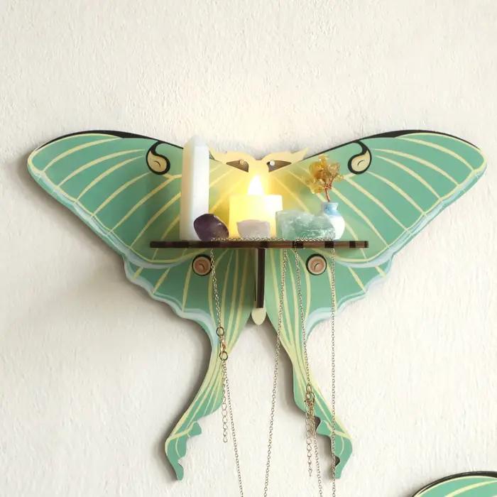 Étagère murale flottante en bois papillon