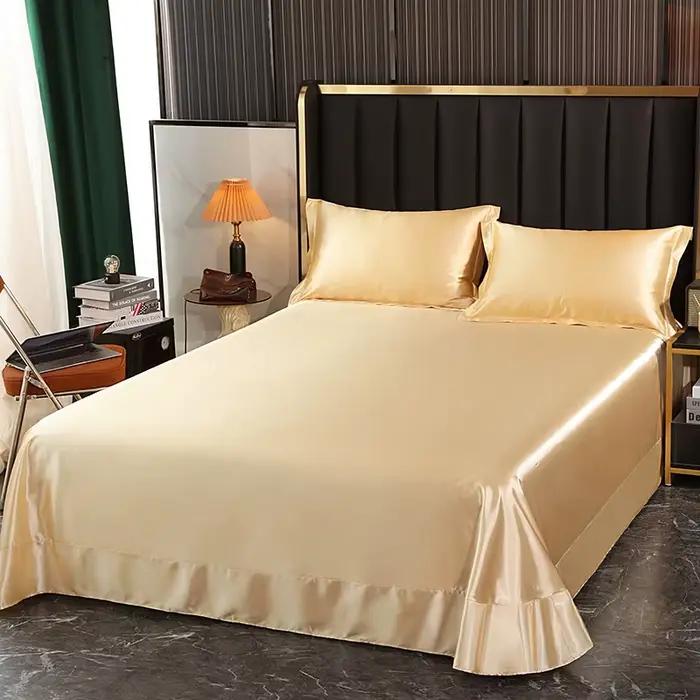 Ensemble de literie en satin de luxe avec drap plat