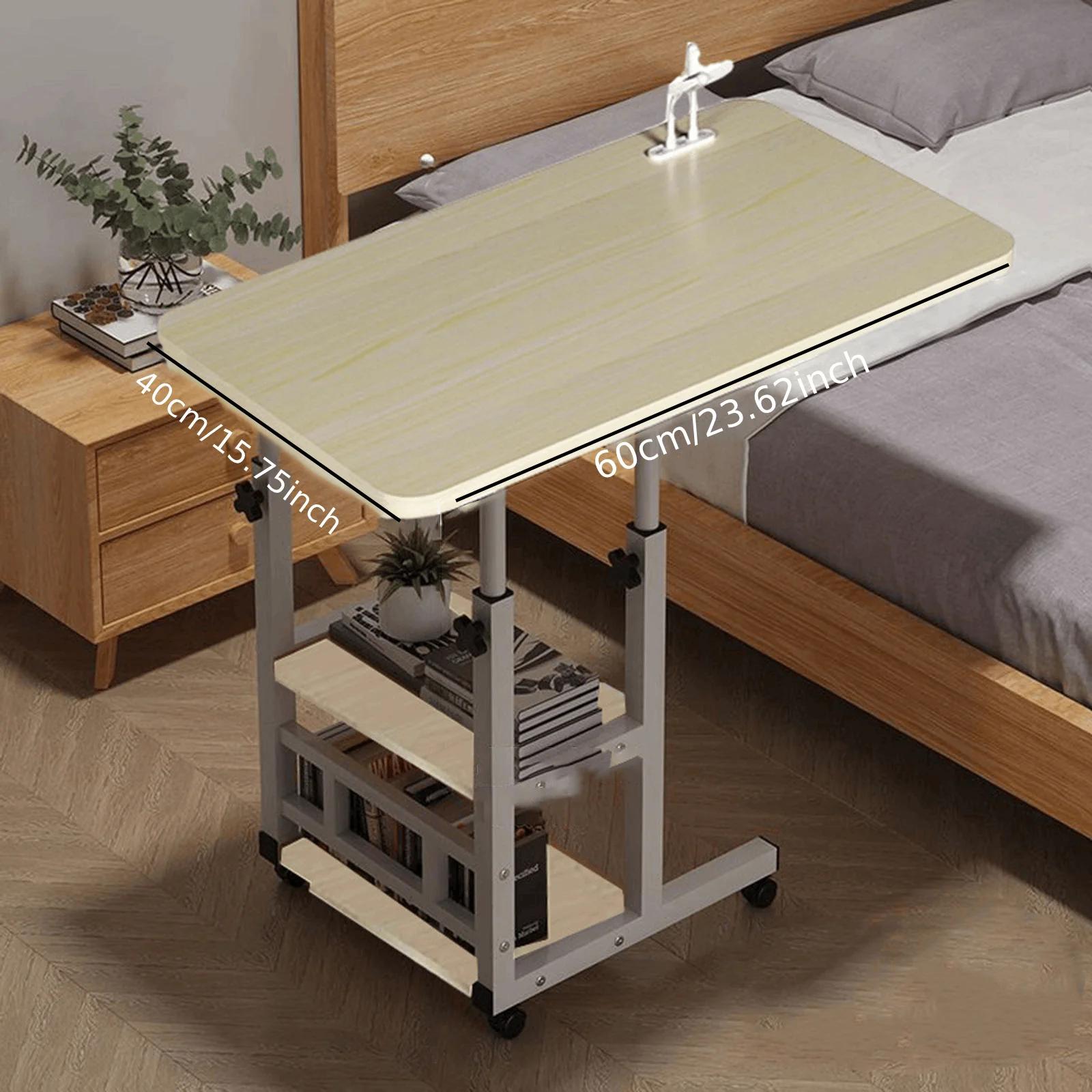 Table de chevet roulante multifonctionnelle à roulettes, table mobile réglable en hauteur, table de 