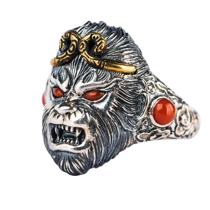 Bague Rétro Alberoise Super Cool dérivSinge Wukong, Anneau Unisexe Ajustable, Fait à la Main, Cadeau