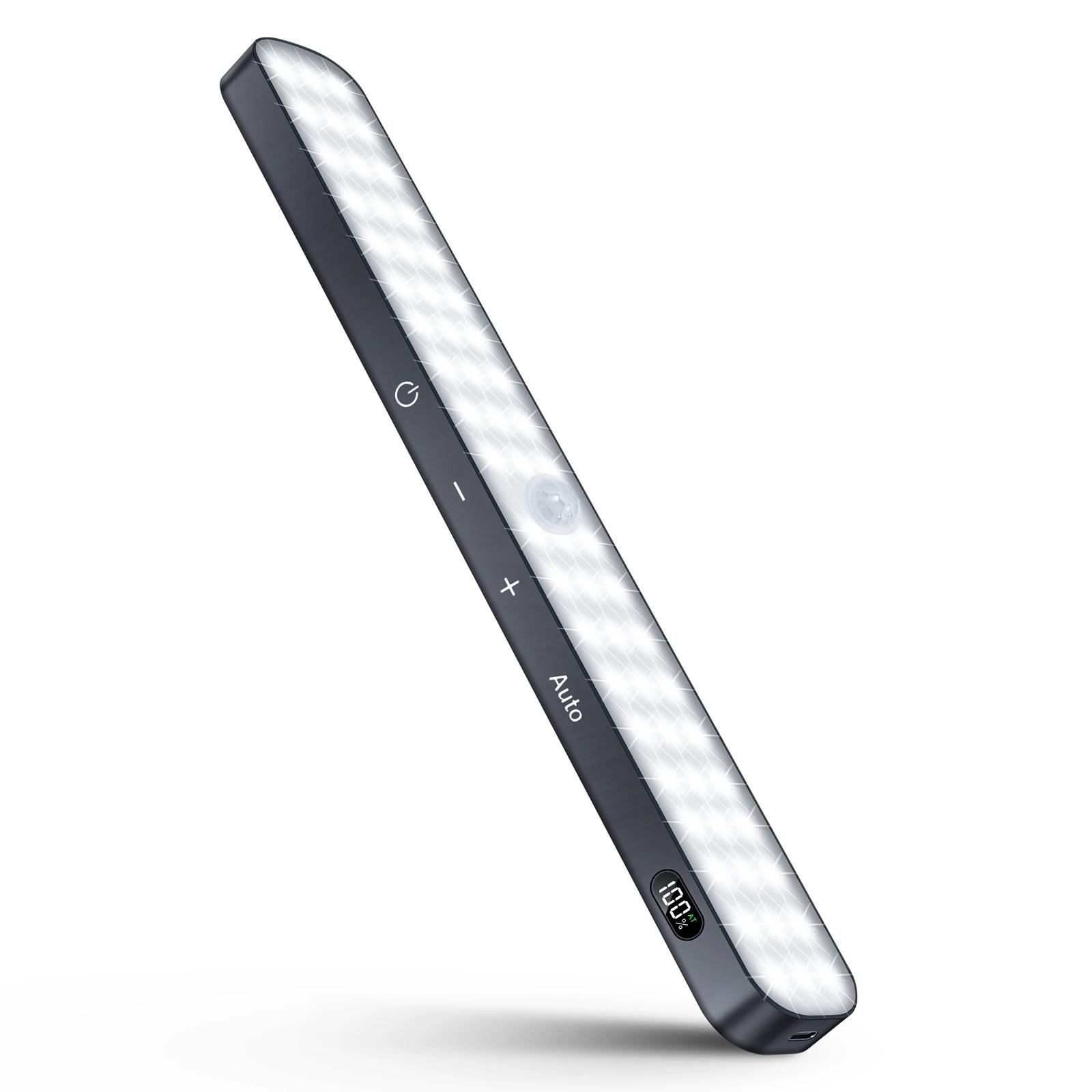 Lumières d'armoire WILLED, affichage de batterie Rechargeable, 60 LED, capteur de mouvement, lumière