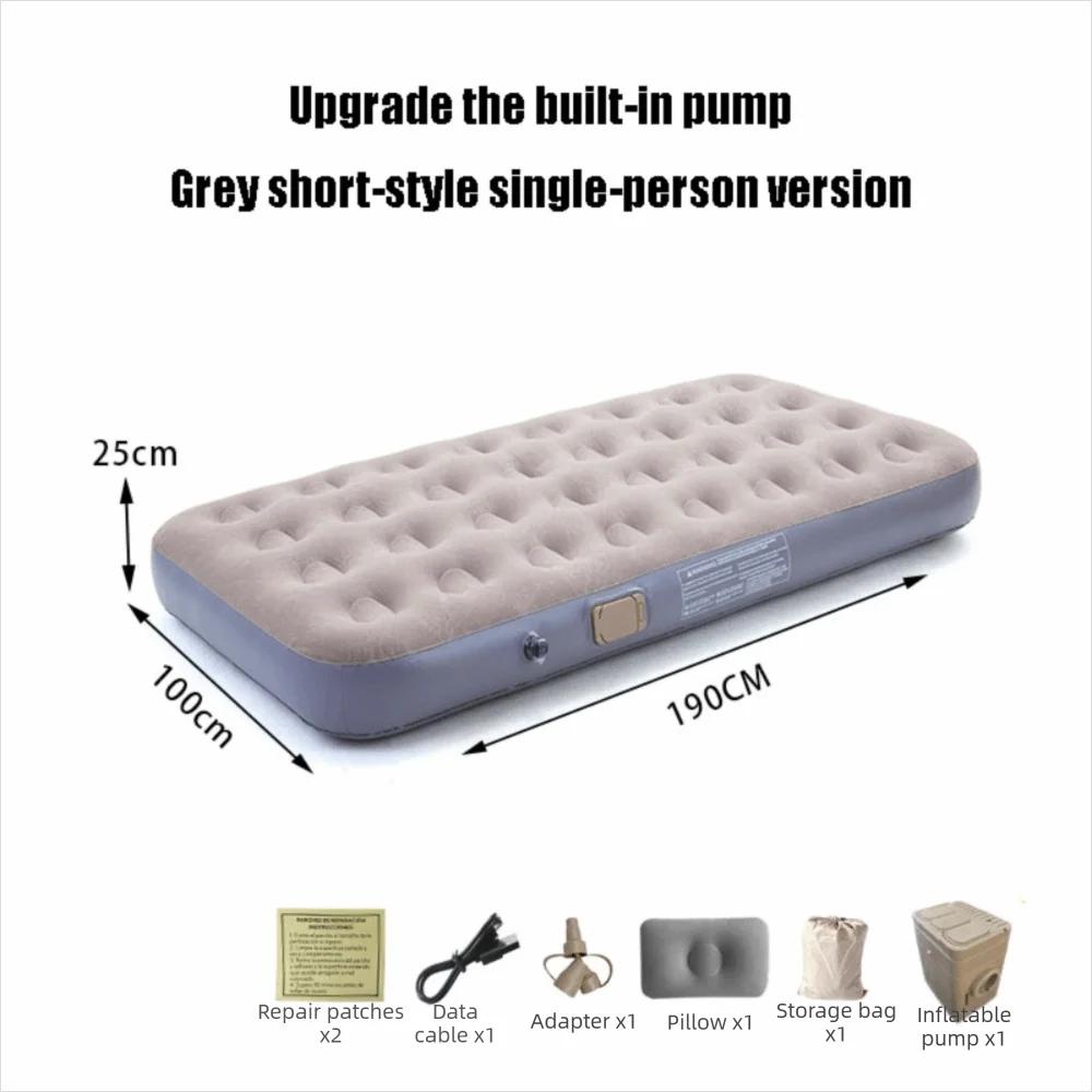 Lit gonflable à gonflage automatique avec table de chevet, matelas surélevé, coussin d'air épais et 
