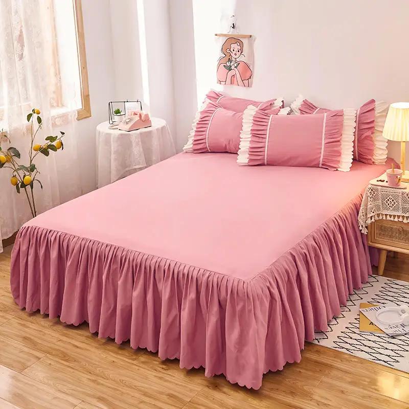 1 jupe de lit unie verte avec élastique, couleur unie, pour lit simple/grand lit/king size (la taie 