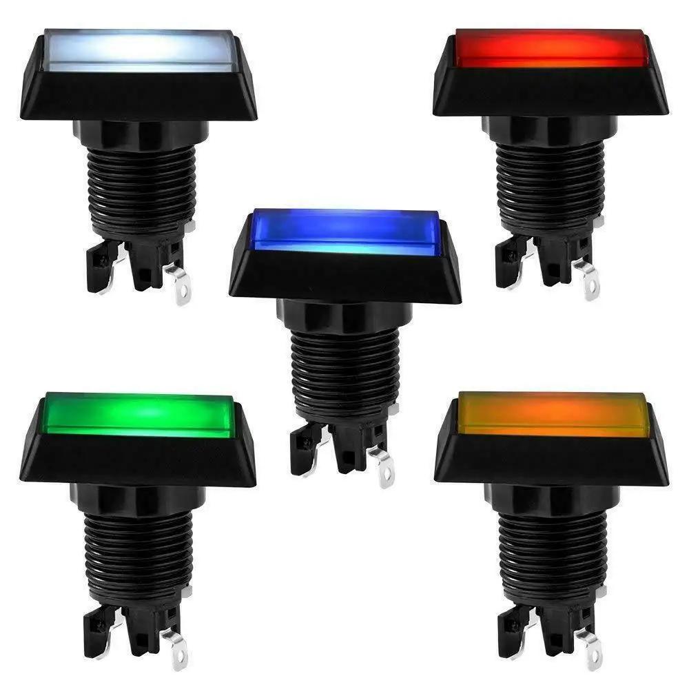 Lèvent poussoirs rectangulaires avec micro-interrupteur pour arcade, lampe lumineuse LED éclairée, lecteur de jeu vidéo, 5 documents, 30x50mm