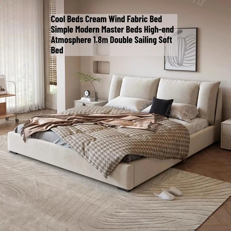 Lit plateforme double king size italien 180x200cm en tissu, simple, pour chambre à coucher, ensemble complet de meubles