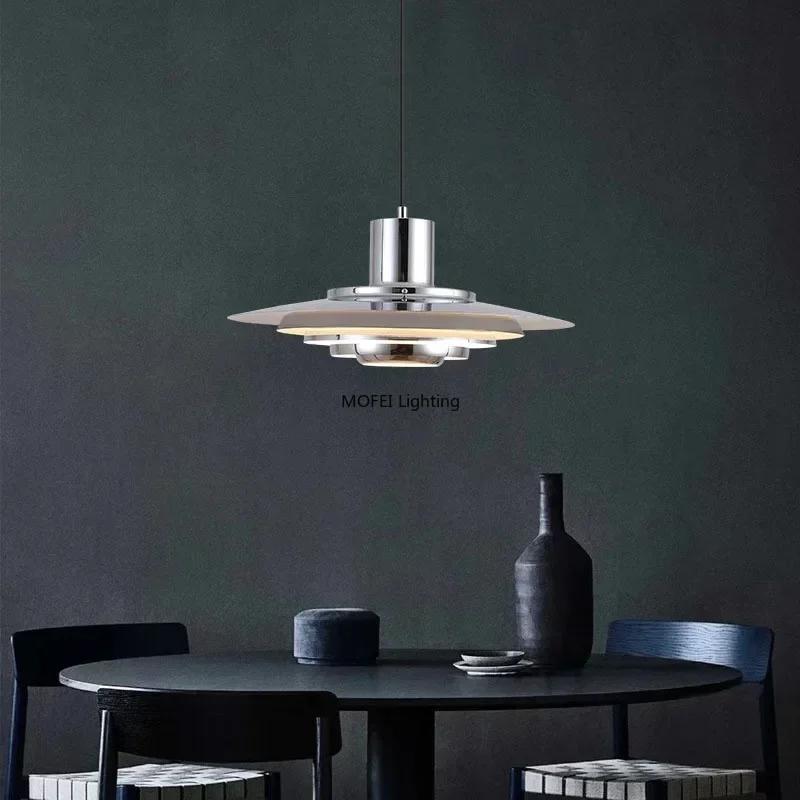 Lampe nordique blanc argent métal E27 minimalisme LED lustre Art Design cuisine chambre décoration de la maison suspension réglable